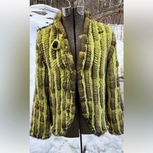 Mink and Rabbit fur knit striped blazer sweater!